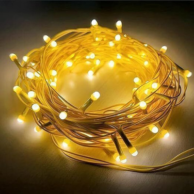 local 40 LEDs 10 m Yellow Steady String Rice Lights(Pack of 5)