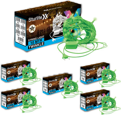 Sturlite 46 LEDs 10 m Green Steady Bulb Rice Lights(Pack of 6)