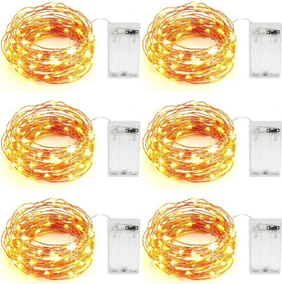 Tryka 50 LEDs 5 m Yellow Steady Water Drop Rice Lights(Pack of 6)