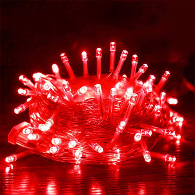 The Prayaas 28 LEDs 12 m Red Steady Bulb Rice Lights(Pack of 1)