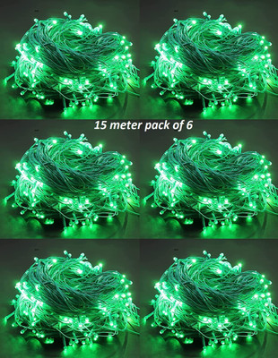 REIRSON 50 LEDs 15 m Green Steady String Rice Lights(Pack of 6)