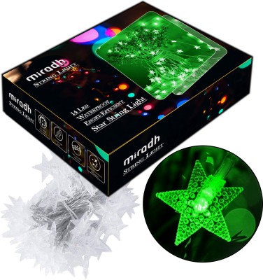 MIRADH 14 LEDs 3 m Green Steady Star Rice Lights(Pack of 1)