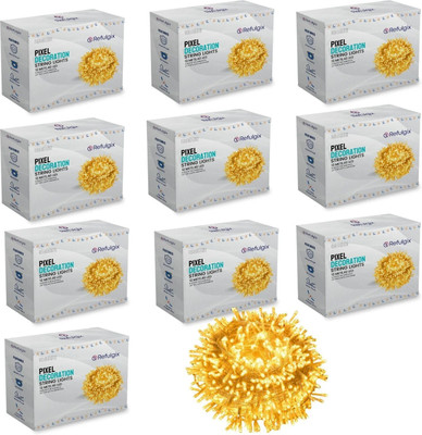 Refulgix 40 LEDs 12 m Yellow Steady String Rice Lights(Pack of 10)