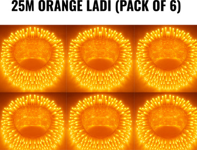 spark world 74 LEDs 21 m Orange Steady Bulb Rice Lights(Pack of 6)