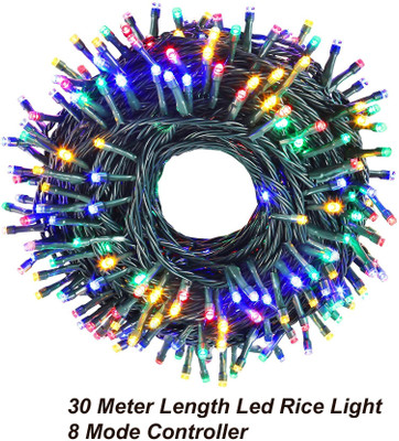 Olae 150 LEDs 30 m Multicolor Flickering, Steady Bulb Rice Lights(Pack of 1)