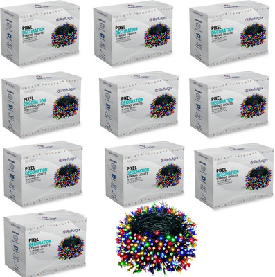Refulgix 40 LEDs 12 m Multicolor Steady String Rice Lights(Pack of 10)
