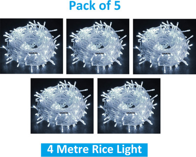 Flipkart SmartBuy 15 LEDs 4 m White Steady String Rice Lights(Pack of 5)