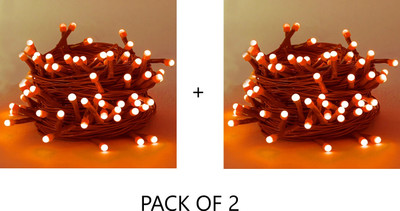 PriPra 40 LEDs 15 m Orange Steady Ball Rice Lights(Pack of 2)