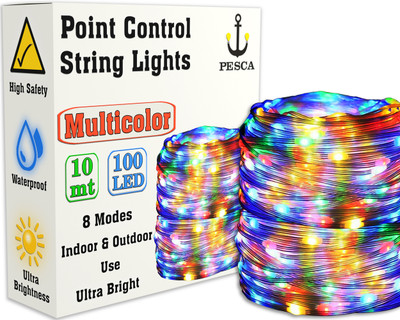 PESCA 100 LEDs 10 m Multicolor Steady String Rice Lights(Pack of 1)