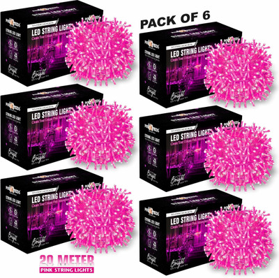 Pick Ur Needs 60 LEDs 20 m Pink Steady String Rice Lights(Pack of 6)