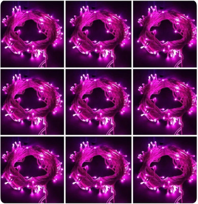 Local Charm 252 LEDs 12.5 m Pink Steady String Rice Lights(Pack of 9)