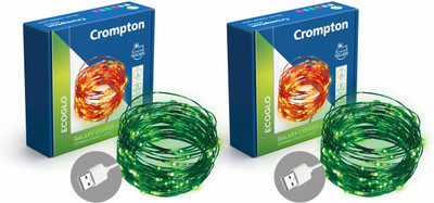 Crompton 100 LEDs 10 m Green Steady String Rice Lights(Pack of 2)