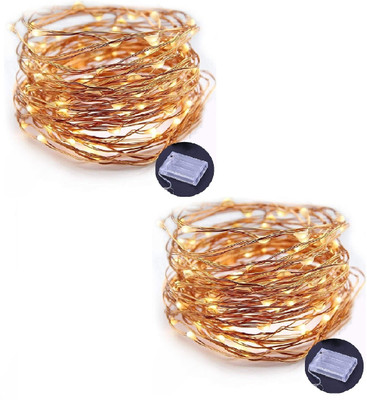 Trendx 50 LEDs 5 m Yellow Steady String Rice Lights(Pack of 2)