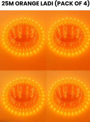 spark world 74 LEDs 21 m Orange Steady Bulb Rice Lights(Pack of 4)