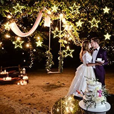 Daiwik 138 LEDs 2.49 m Yellow Flickering, Steady Star Rice Lights(Pack of 2)