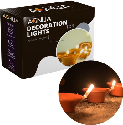 AGNIJA 1 LEDs 5 m Yellow Steady Diya Rice Lights(Pack of 18)