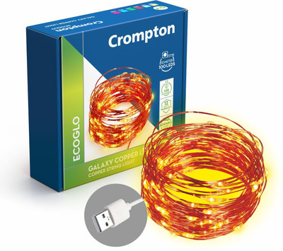 Crompton 100 LEDs 10 M Yellow Steady String Rice Lights  (Pack Of 1) For Rs. 151 @ 57 %