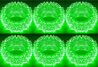 spark world 74 LEDs 21 m Green Steady Bulb Rice Lights(Pack of 6)