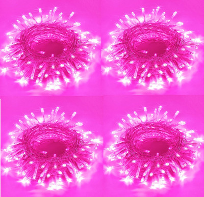 TECH GAMERZ 40 LEDs 12 m Pink Flickering String Rice Lights(Pack of 4)