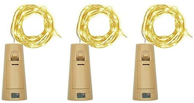 FATFISH 20 LEDs 2 m Yellow Steady Bottle Rice Lights(Pack of 3)