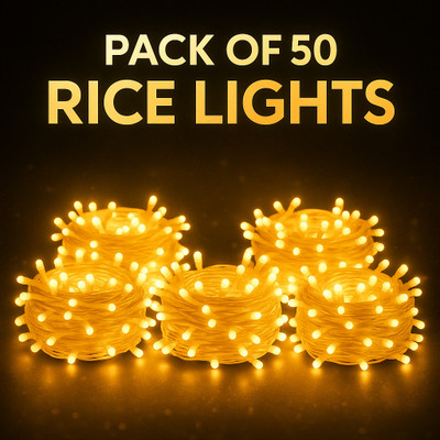 Light wing 45 LEDs 15 m Yellow Steady Bulb Rice Lights(Pack of 50)