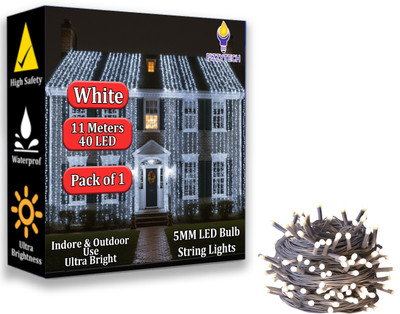 FIZZYTECH 40 LEDs 11 m White Steady String Rice Lights(Pack of 1)
