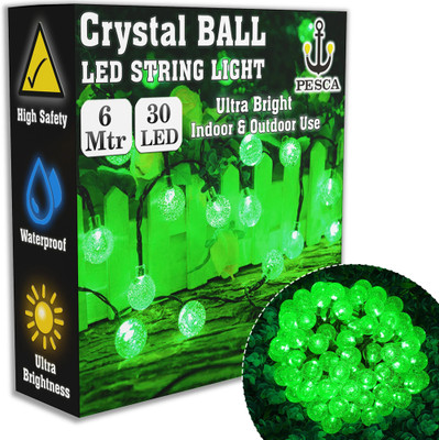 PESCA 30 LEDs 6 m Green Steady Ball Rice Lights(Pack of 1)