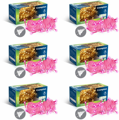 Crompton 48 LEDs 10 m Pink Steady String Rice Lights(Pack of 6)