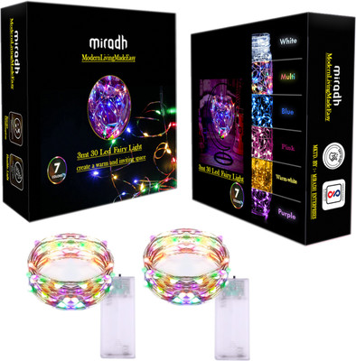MIRADH 30 LEDs 3 m Multicolor Steady String Rice Lights(Pack of 2)