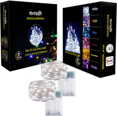 MIRADH 30 LEDs 3 m White Steady String Rice Lights(Pack of 2)