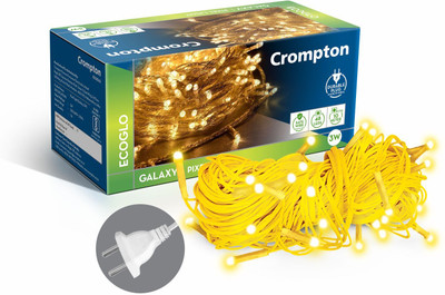 Crompton 48 LEDs 10 m Yellow Steady String Rice Lights(Pack of 1)