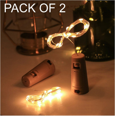 ASTRELLA 20 LEDs 1.98 m Yellow Steady String Rice Lights(Pack of 2)