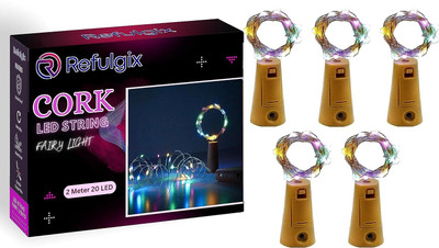 Refulgix 20 LEDs 2 m Multicolor Steady String Rice Lights(Pack of 5)