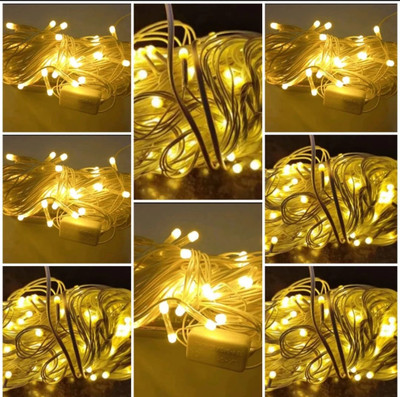 LightFlow 40 LEDs 10 m Yellow Steady Bulb Rice Lights(Pack of 8)