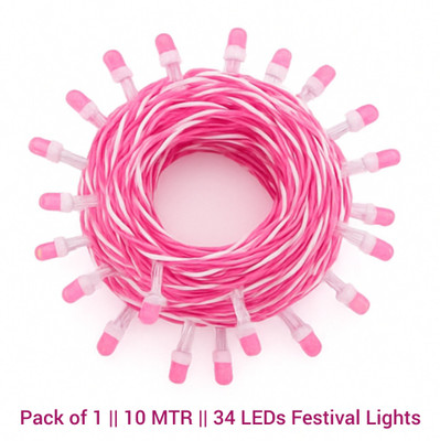 AP Source 34 LEDs 10 m Pink Steady Ball Rice Lights(Pack of 1)