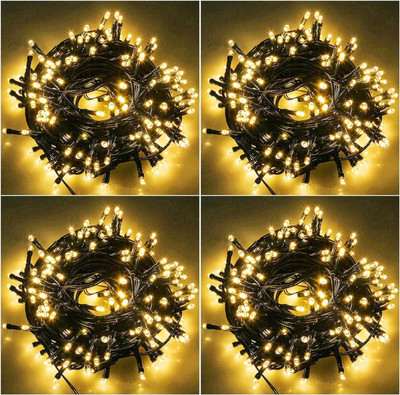 JAY International 80 LEDs 10 m Yellow Steady Bulb Rice Lights(Pack of 4)
