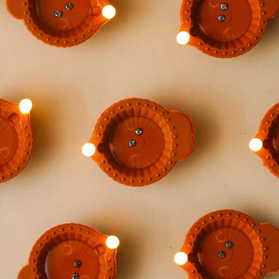 Dolaa 6 LEDs 1 m Gold Steady Diya Rice Lights(Pack of 6)