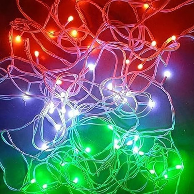 ASIDEA 33 LEDs 15 m Orange, White, Green Steady Bulb Rice Lights(Pack of 1)
