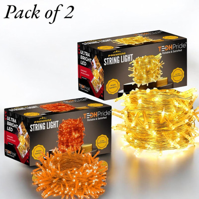 TechPride 40 LEDs 11 m Yellow, Orange Steady String Rice Lights(Pack of 2)