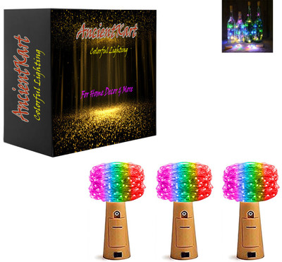 AncientKart 20 LEDs 2 m Multicolor Steady Bulb Rice Lights(Pack of 3)