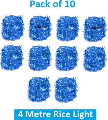 Sauran 15 LEDs 4 m Blue Steady String Rice Lights(Pack of 10)