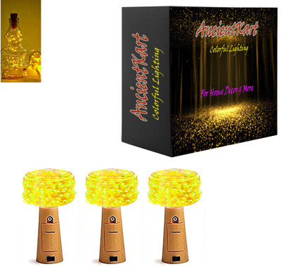 MAHI HOME DÉCOR 20 LEDs 2 m Yellow Steady Bulb Rice Lights(Pack of 3)