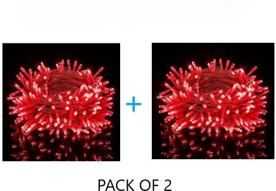 PriPra 60 LEDs 20 m Red Steady Ball Rice Lights(Pack of 2)