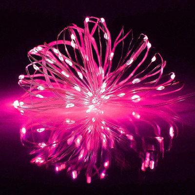 XERGY 100 LEDs 10 m Pink Steady String Rice Lights(Pack of 1)