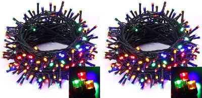 Sameer Enterprises 18 LEDs 5 m Multicolor Color Changing, Flickering, Steady String Rice Lights(Pack of 2)