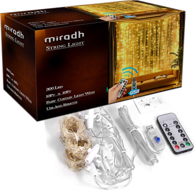 MIRADH 300 LEDs 3 m Yellow Flickering String Rice Lights(Pack of 1)