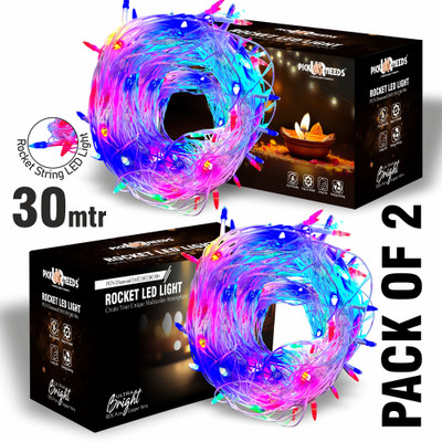Make Ur Wish 60 LEDs 30 m Multicolor Flickering String Rice Lights(Pack of 2)