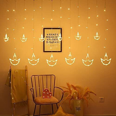 xenith 140 LEDs 5.08 m Yellow Flickering, Steady Diya Rice Lights(Pack of 1)