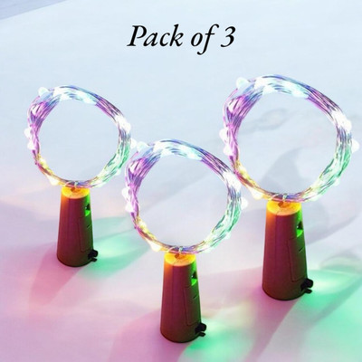 MUMU 20 LEDs 2 m Multicolor Steady String Rice Lights(Pack of 3)