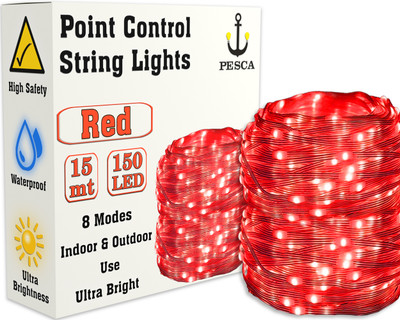 PESCA 150 LEDs 15 m Red Steady String Rice Lights(Pack of 1)